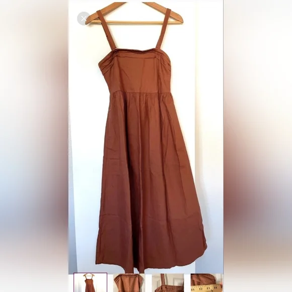 chinese dress ladies Rove Linen-Cotton Midi Dress - Crossover Back Ties